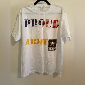 NWOT Port and Company White Proud Army Tee